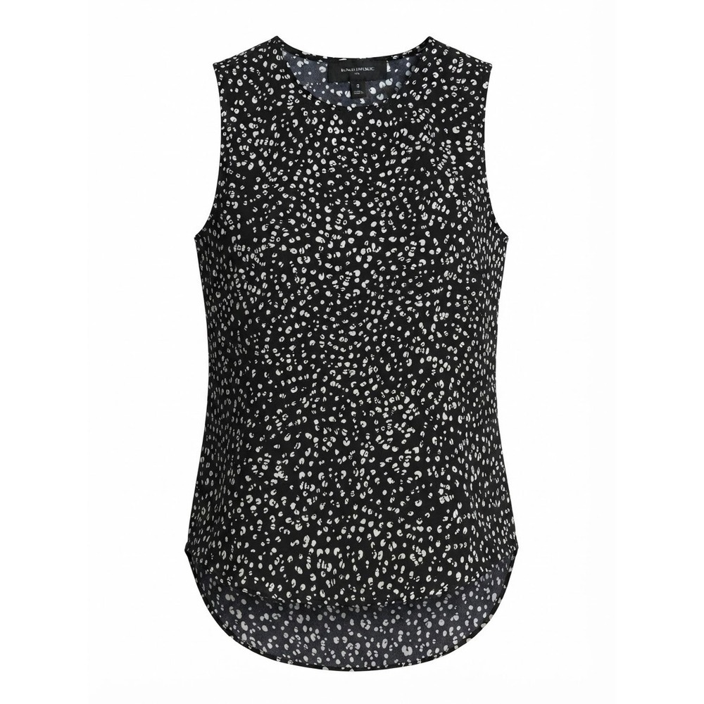 Banana Republic Sleeveless Top Women Size S Black White Leopard Print Excellent